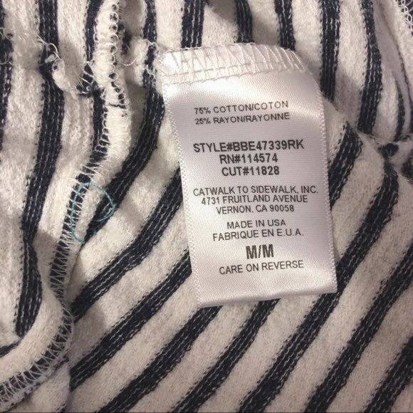 RO&DE White Navy Stripe Short Sleeve Peplum Top M - Picture 6 of 7